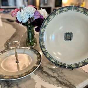 Pfaltzgraff Cream and Green Serveware Set for Dining